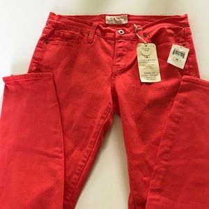 Lucky Coral Color Charlie Skinny Jeans